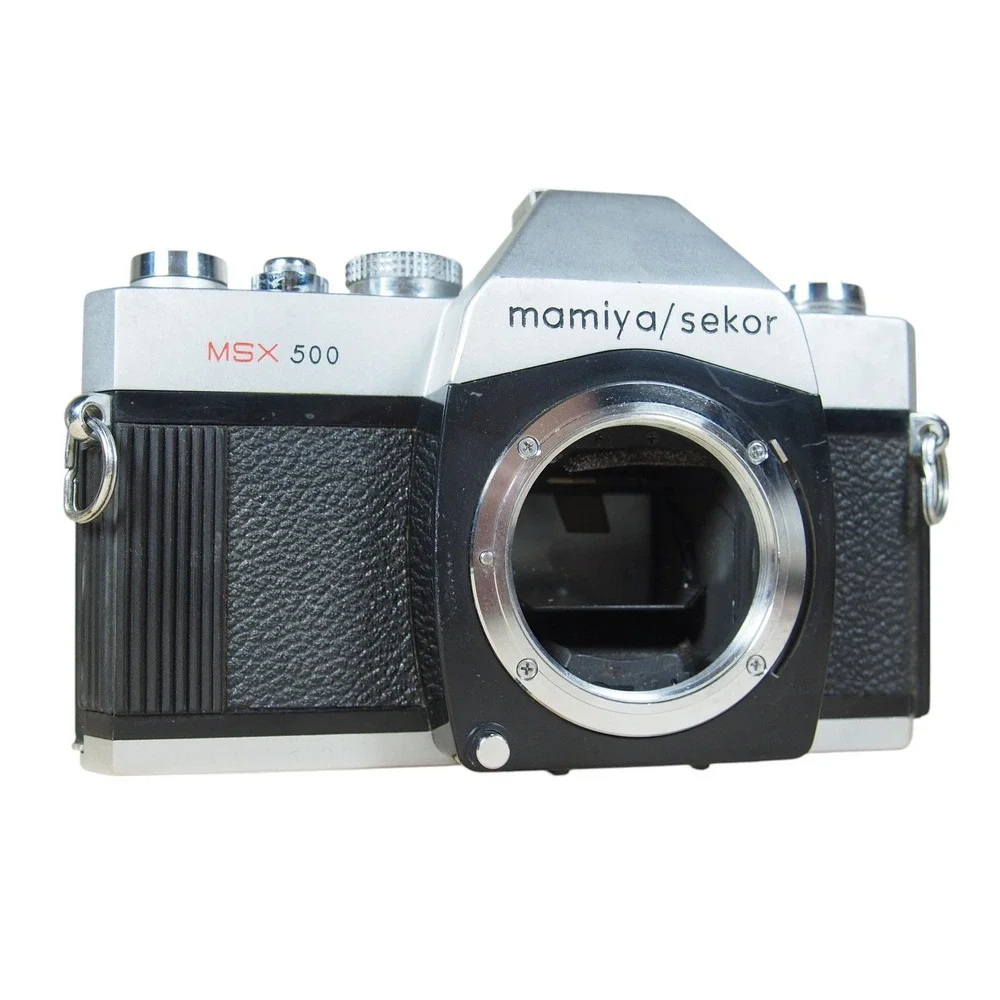 Mamiya  Sekor MSX500 35mm Film Camera SLR Silver Black Shutter and Winder Tested